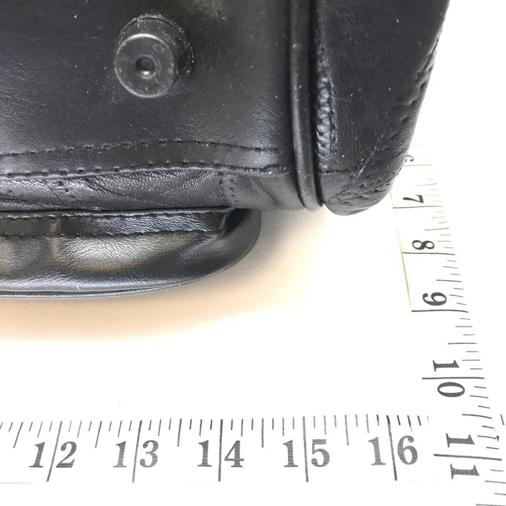 Black Leather Duffle Bag Compartments Plastic Lined Gym Travel
